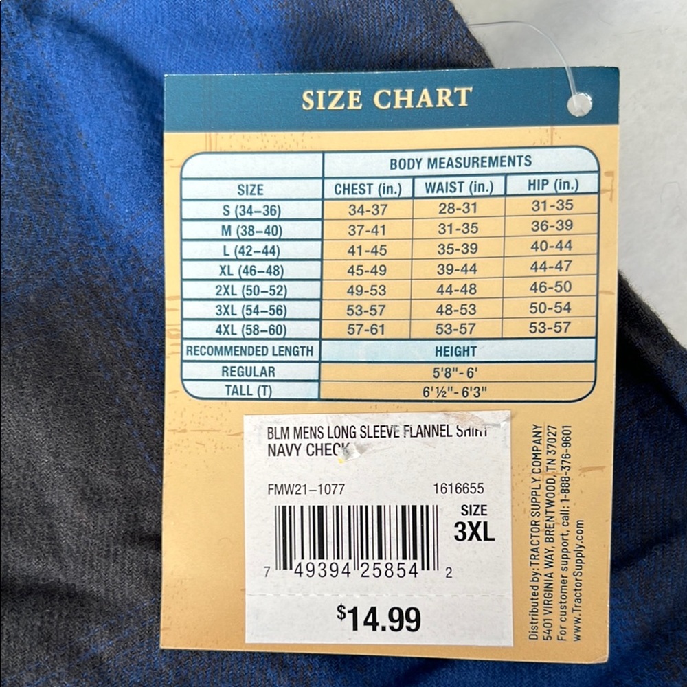 Blue Mountain Men’s Blue and Black Plaid Men's Shirt - 3XL NWT - Picture 4 of 6